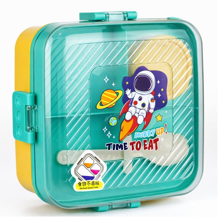 Dinosaur & Mermaid Square Bento Lunch Box with Sauce Cup- 1590ml