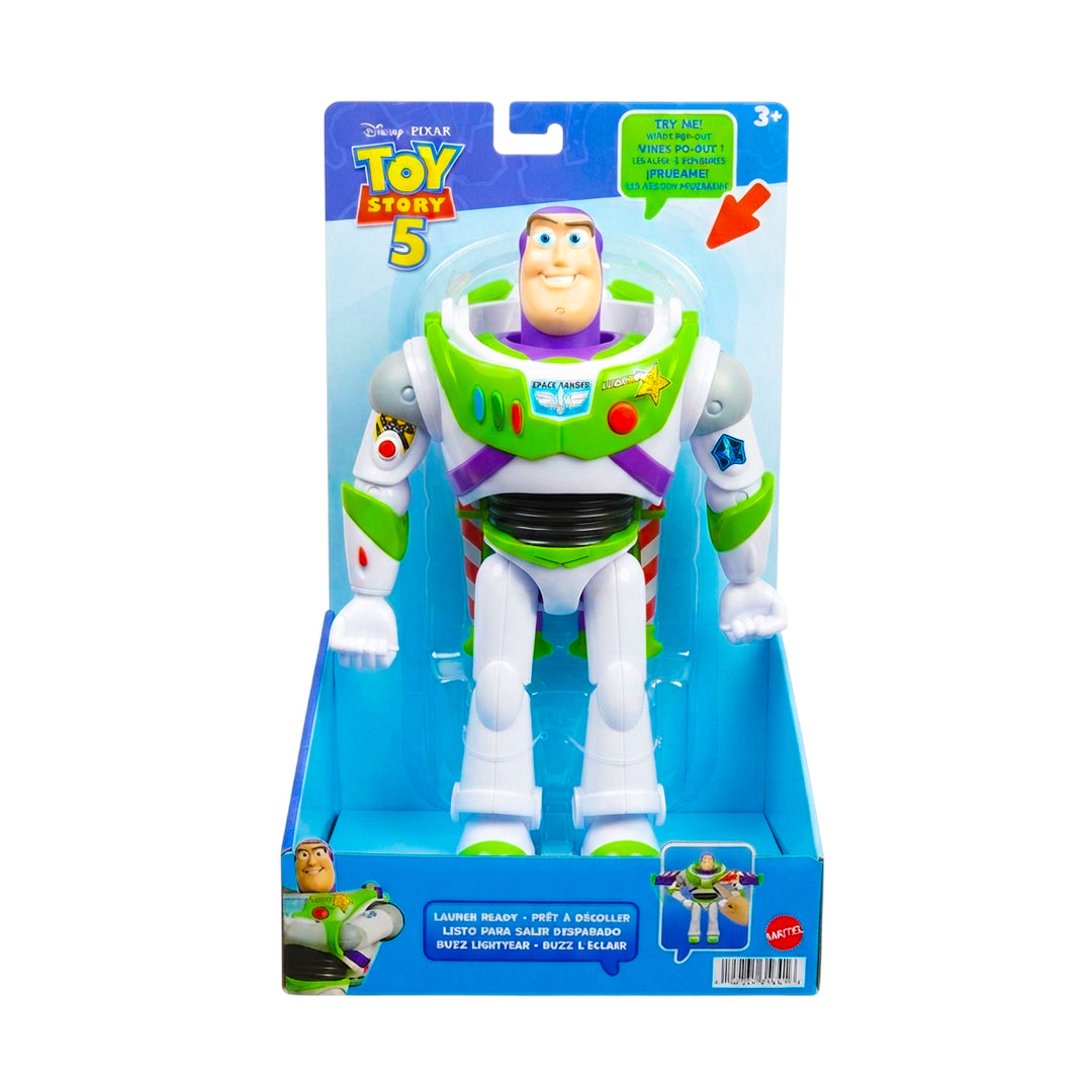 Mattel Disney Pixar Toy Story 5 Buzz Astral Mission Ready Fold-Up Wings Figurine (approx. 25 cm), Movie Appearance, 12 Motion Points, Kids Toy 3+