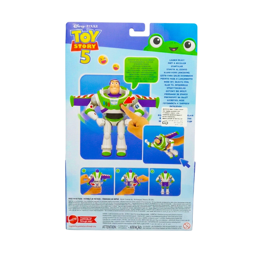Mattel Disney Pixar Toy Story 5 Buzz Astral Mission Ready Fold-Up Wings Figurine (approx. 25 cm), Movie Appearance, 12 Motion Points, Kids Toy 3+