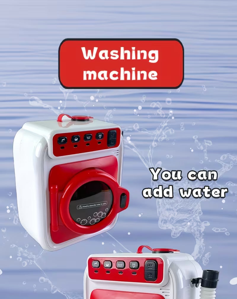 مجموعة لعب الأدوار للغسيل: غسالة ألعاب مع حركة دوران ومحاكاة مكواة بخارية 3+