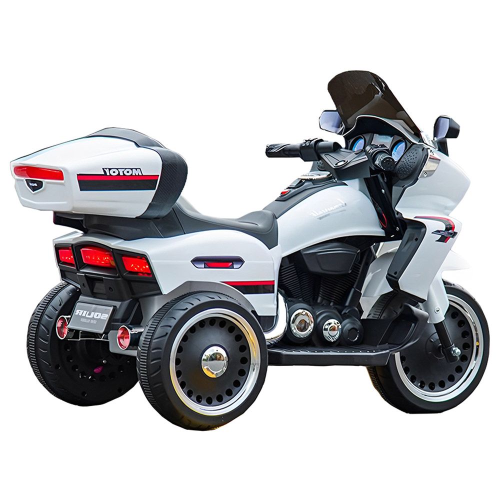 12V Dual-Motor Electric Ride-On Car for Kids – 380W×2, Bluetooth, LED Lights, Music & Leather Seat with Oversized Trunk- White