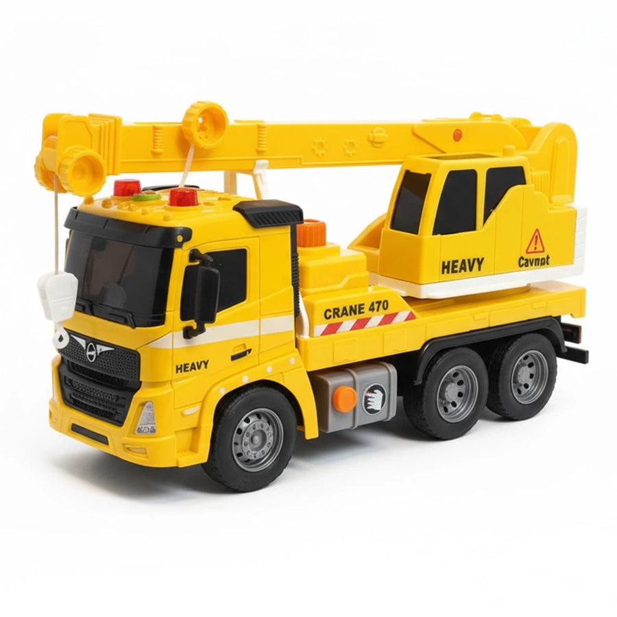 Heavy Construction Crane Truck Toy with Lights, Sound & Air Pump 1:16 (Crane 470) Yellow - A1110-5