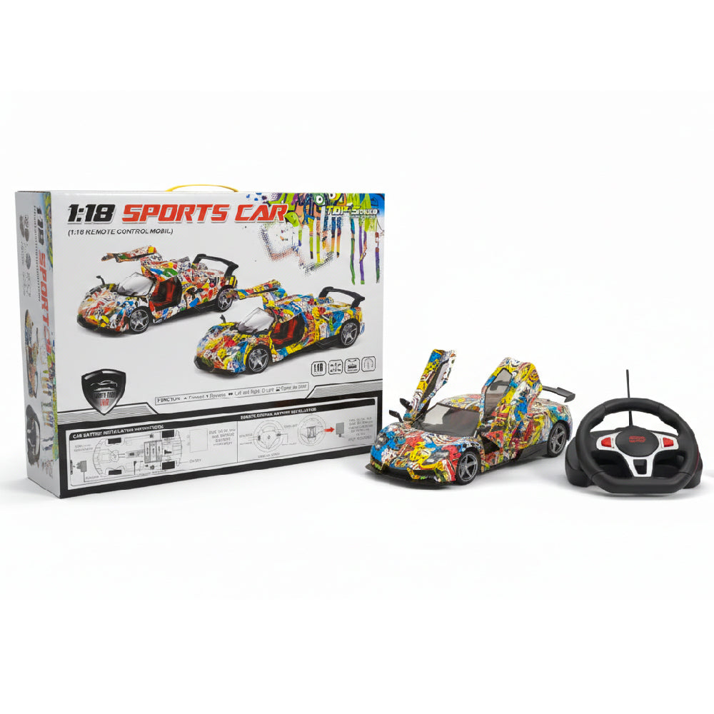 1:18 Scale Graffiti Edition Remote Control Racing Car with Steering Wheel Controller