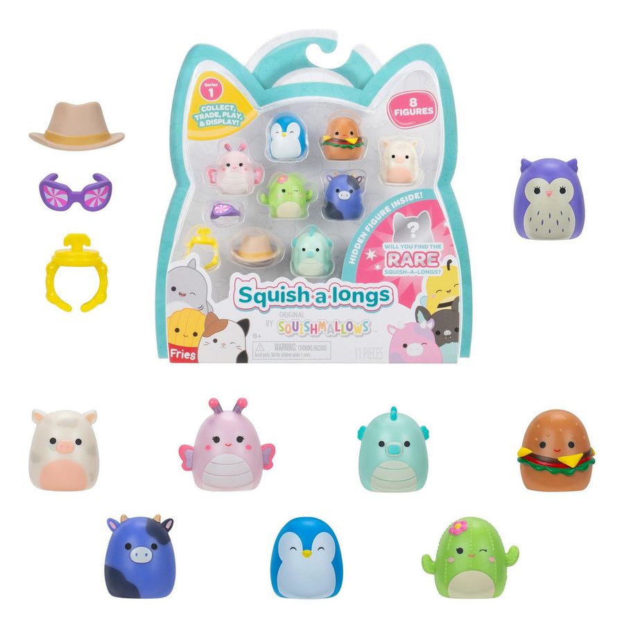 Jazwares Squish-A-Longs - Set Of 8 Figures & Accessories - 8 Pack (Style 1)