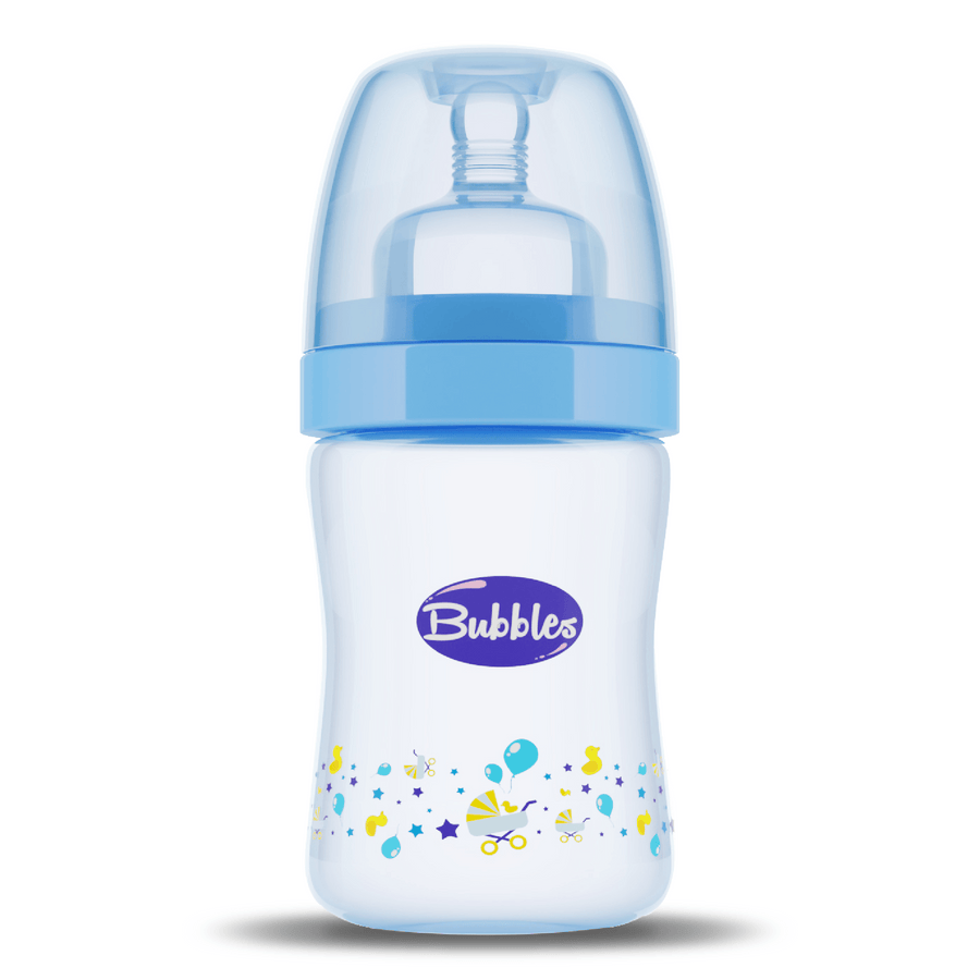 Bubbles Classic feeding bottle without hand 120 ml - Blue ( Style on bottle may vary )