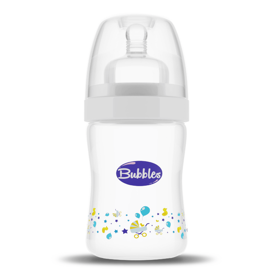 Bubbles Classic feeding bottle without hand 120 ml - White ( Style on bottle may vary )