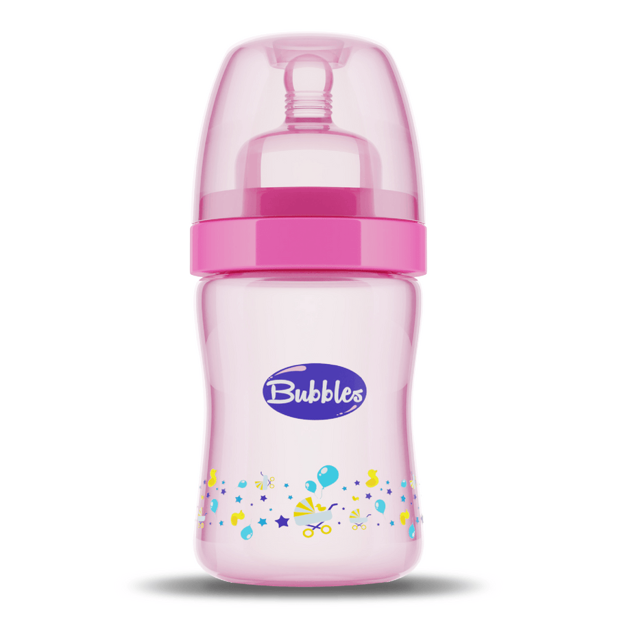 Bubbles Classic feeding bottle without hand 120 ml - pink ( Style on bottle may vary )