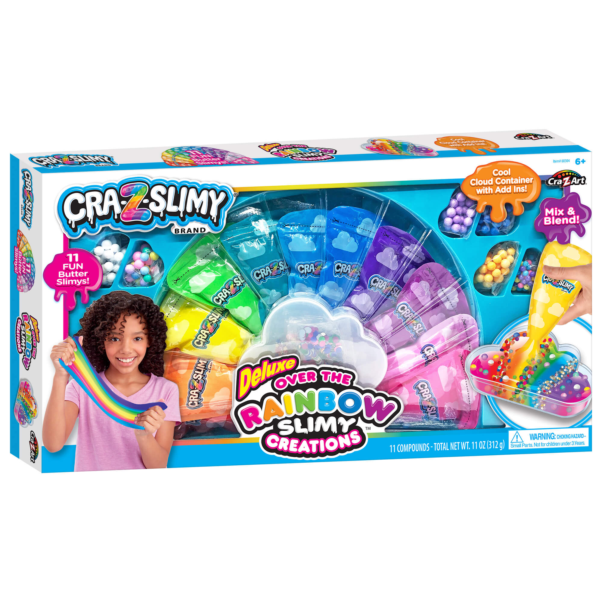 Cra-Z-Slimy Deluxe Over the Rainbow Slimy Creations – 11 Butter Slime Colors with Cloud Container & Add-Ins