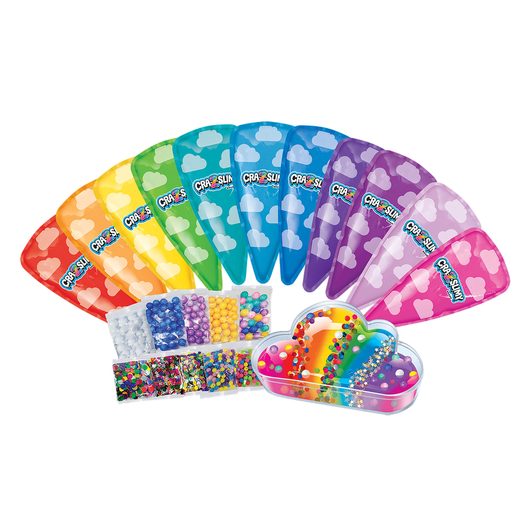 Cra-Z-Slimy Deluxe Over the Rainbow Slimy Creations – 11 Butter Slime Colors with Cloud Container & Add-Ins
