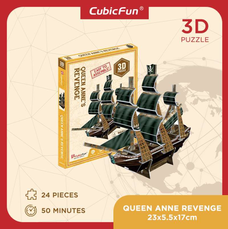 CubicFun 3D Puzzle Queen Anne's Revenge 23 x 5.5 x 17 cm 24 pcs S3031h