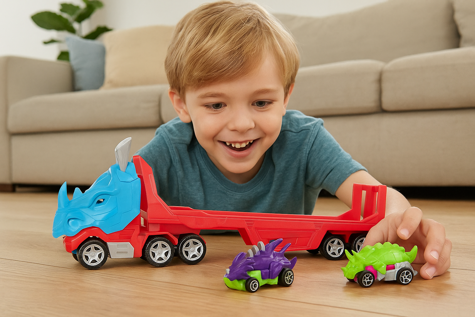 آلة نقل الوحش من TEAMSTERZ مزودة بسيارتين