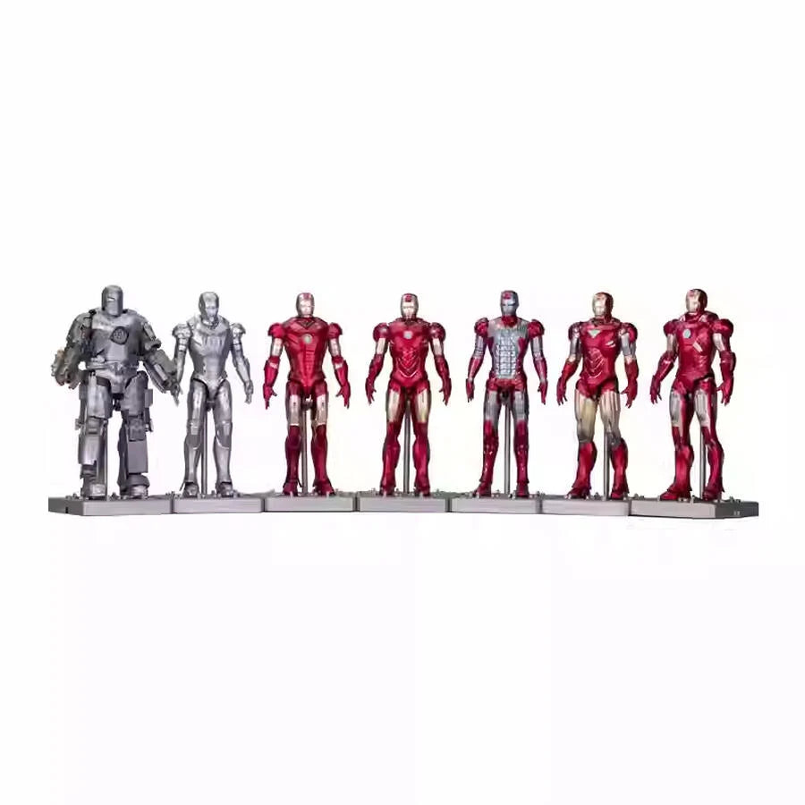 ZD Toys Super Heroes: Marvel - The Infinity Saga - 4 Inch Iron Man Mark 1 , 2 , 3 , 4 , 5 , 6 , 7 Set of (7 PCS) with Base