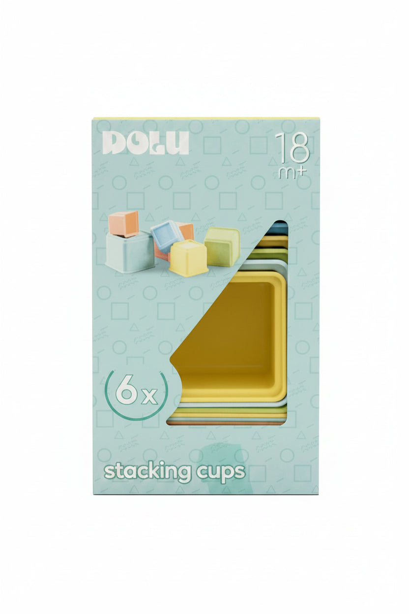 Dolu Square Stacking Cups Set - 6 Pieces (18m+)
