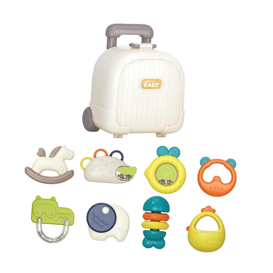 Baby Teether & Rattle Gift Set – Sensory Teething Toys with Storage Box for Newborns & Infants
