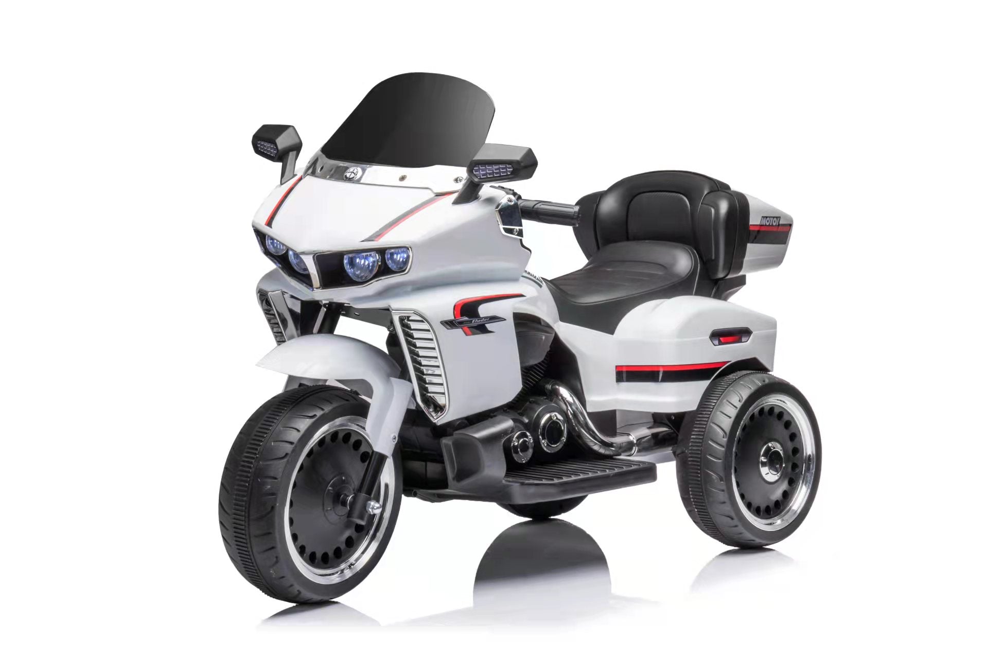 12V Dual-Motor Electric Ride-On Car for Kids – 380W×2, Bluetooth, LED Lights, Music & Leather Seat with Oversized Trunk- White