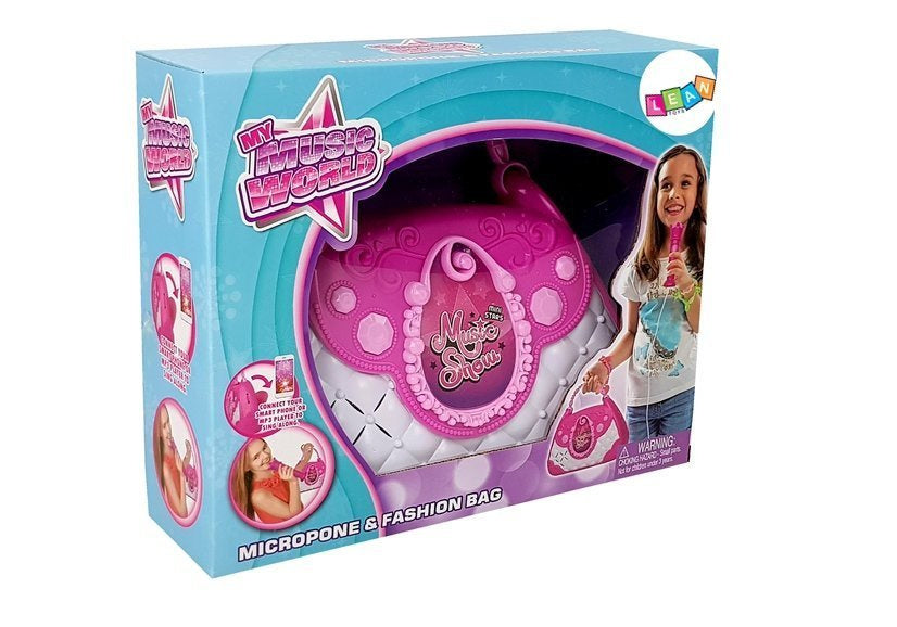 مشغل كاريوكي محمول في حقيبة مع ميكروفون USB وردي