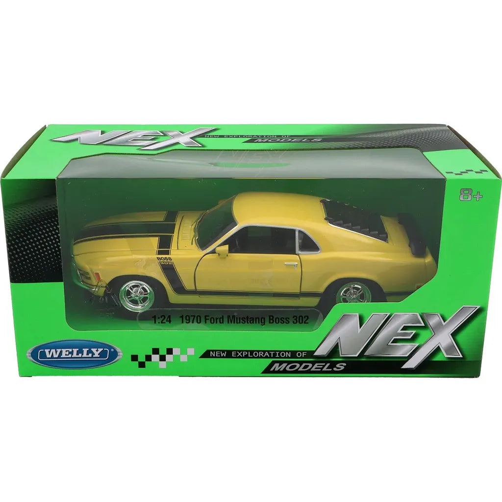 Welly Nex Die-Cast Metal Model Car 1:24- 1970 Ford Mustang Boss 302 Yellow