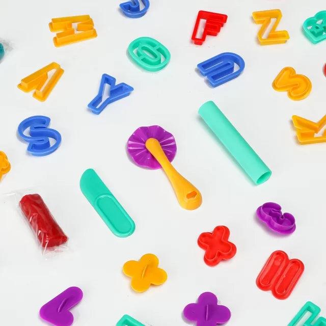Hot Bee 49 Pcs Letters and Numbers Play Dough Set for Toddlers, Educational Learning Toys, Color Dough Art Toy Set
