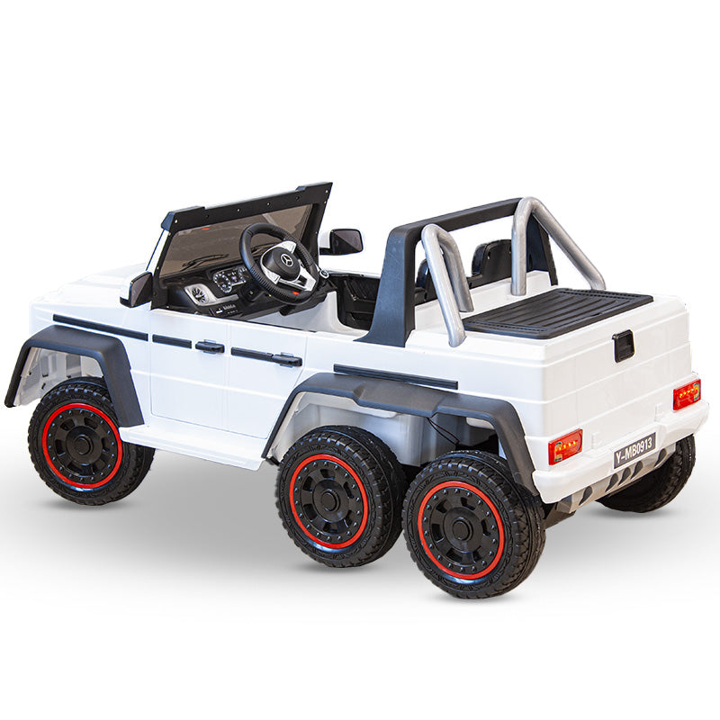 6-Wheel Mercedes Style Electric Ride-On Car – 12V, Quad Motors, Music & LED Lights, Shock Absorbers & Rear Trunk Seat Car Size 142 * 73.5*45