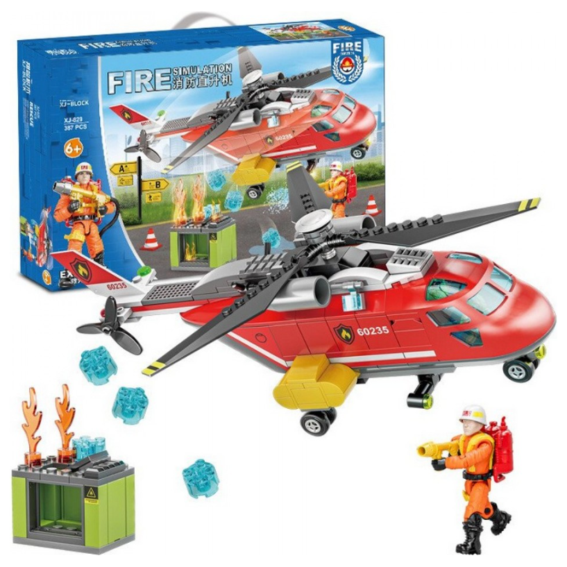 City Fire Engine Vehicles Mega Block Ladder Truck Rescue Helicopter Assemble Building Brick Toy Fireman Figures For Gifts