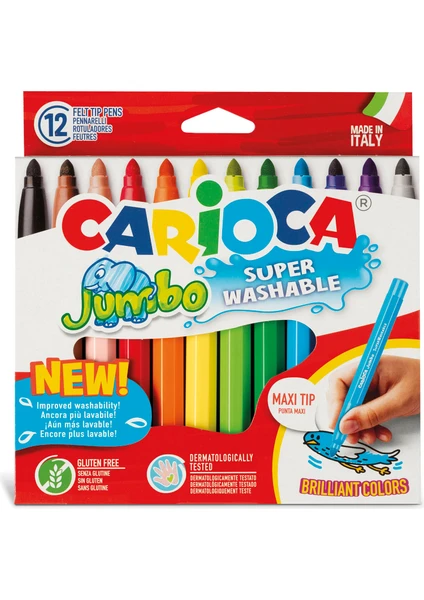 CARIOCA Colors Jumbo Super Washable Felt-Tip 12 Pens