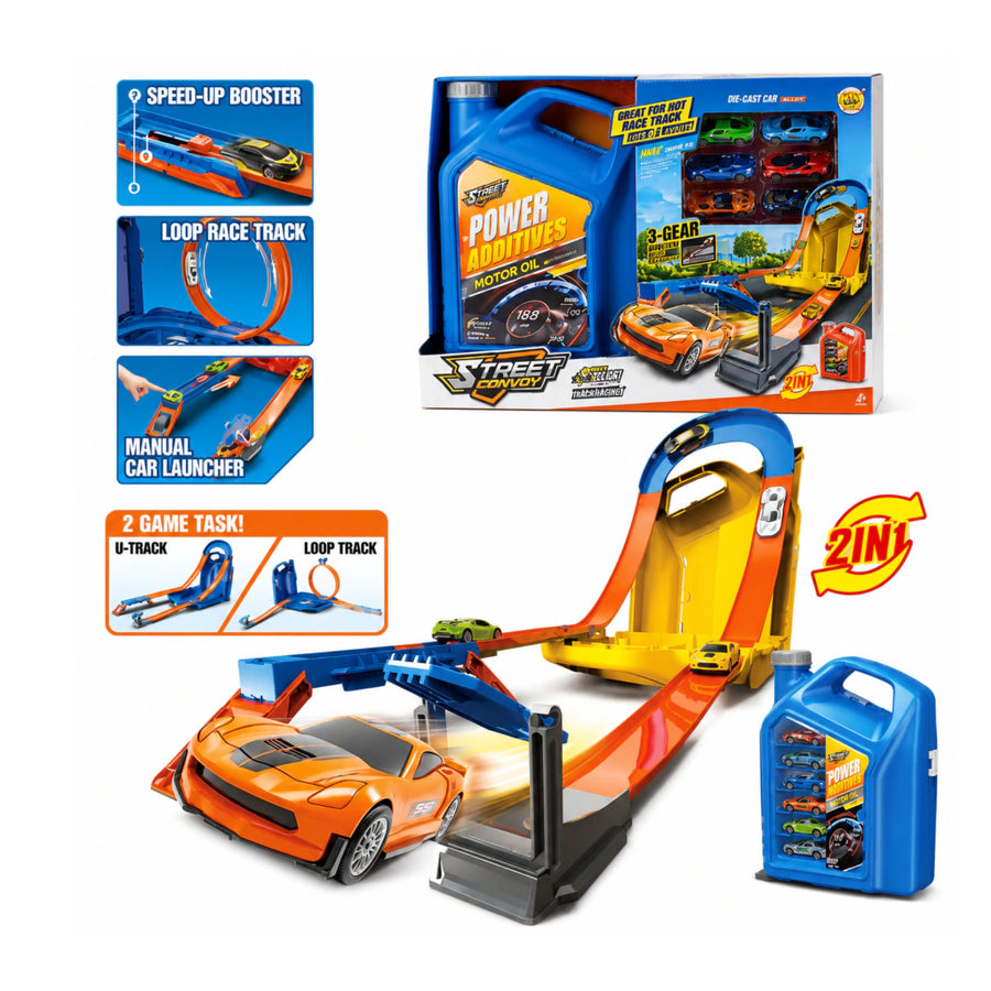 Street Convoy Car Track Set with Loop & 6 Vehicles MH-609