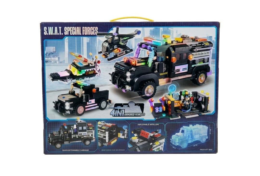 S.W.A.T. Special Forces 4-in-1 Armored Vehicles Building Blocks Set