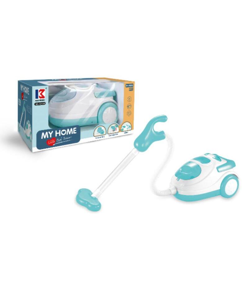 مكنسة كهربائية صغيرة من ماي هوم دريم شيف مزودة بخاصية التنظيف بالمكنسة الكهربائية، وصندوق قمامة، وأضواء - أزرق/أبيض