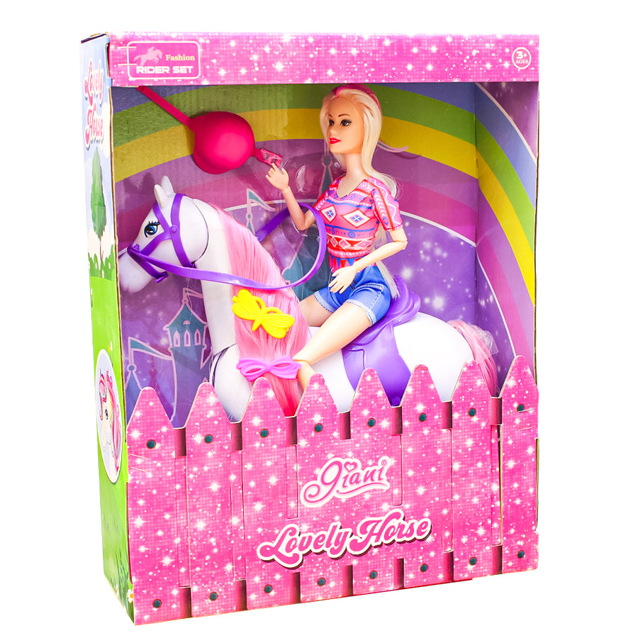 Fashion Princess Doll With Princess Foal Helmet and Horse - Style May Vary