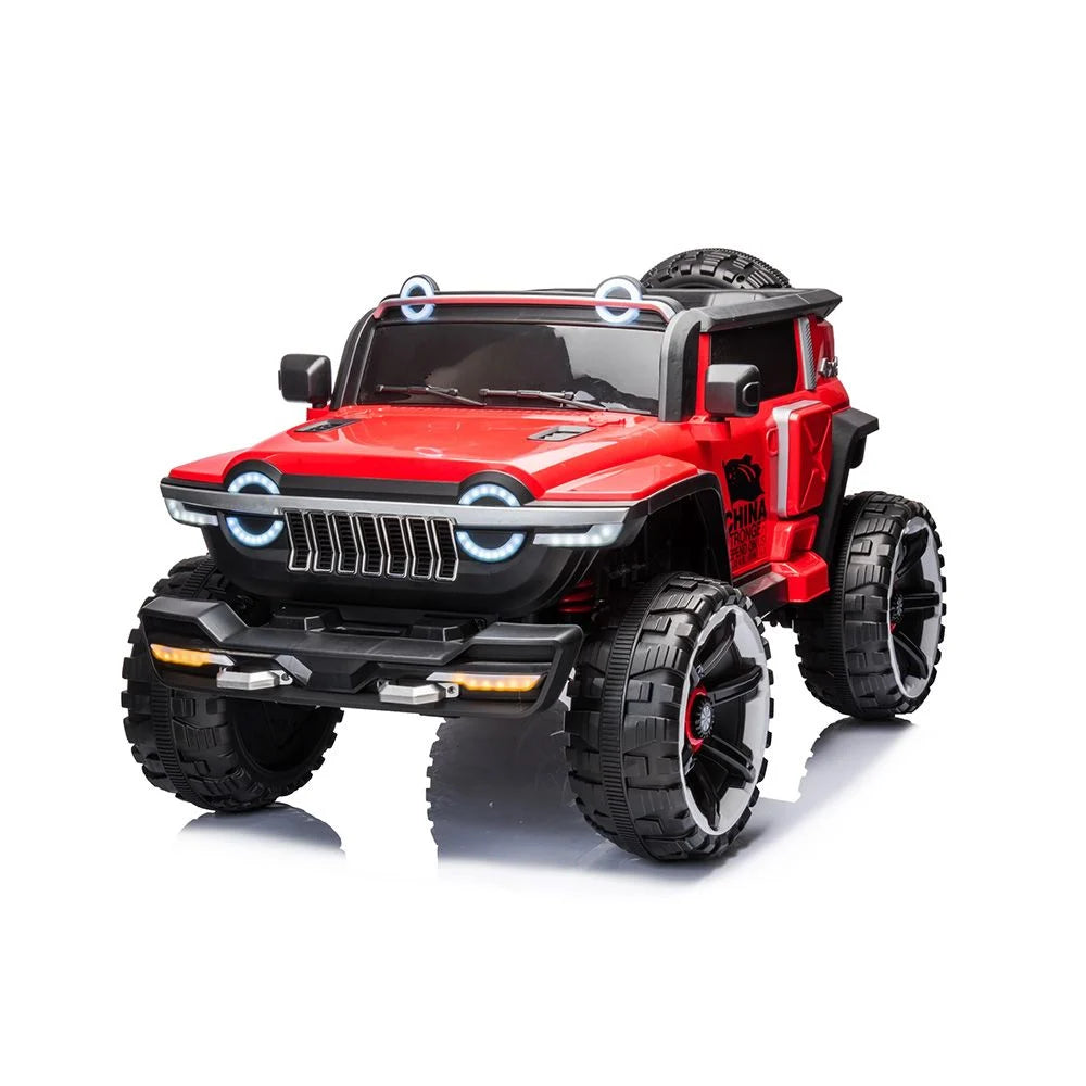 Children’s 4x4 Electric Ride-On Off-Road Jeep – Premium Design with LED Lighting and All-Terrain Wheels - Red