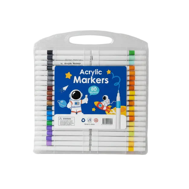 80-Color Acrylic Paint Marker Set with Portable Carrying Case
