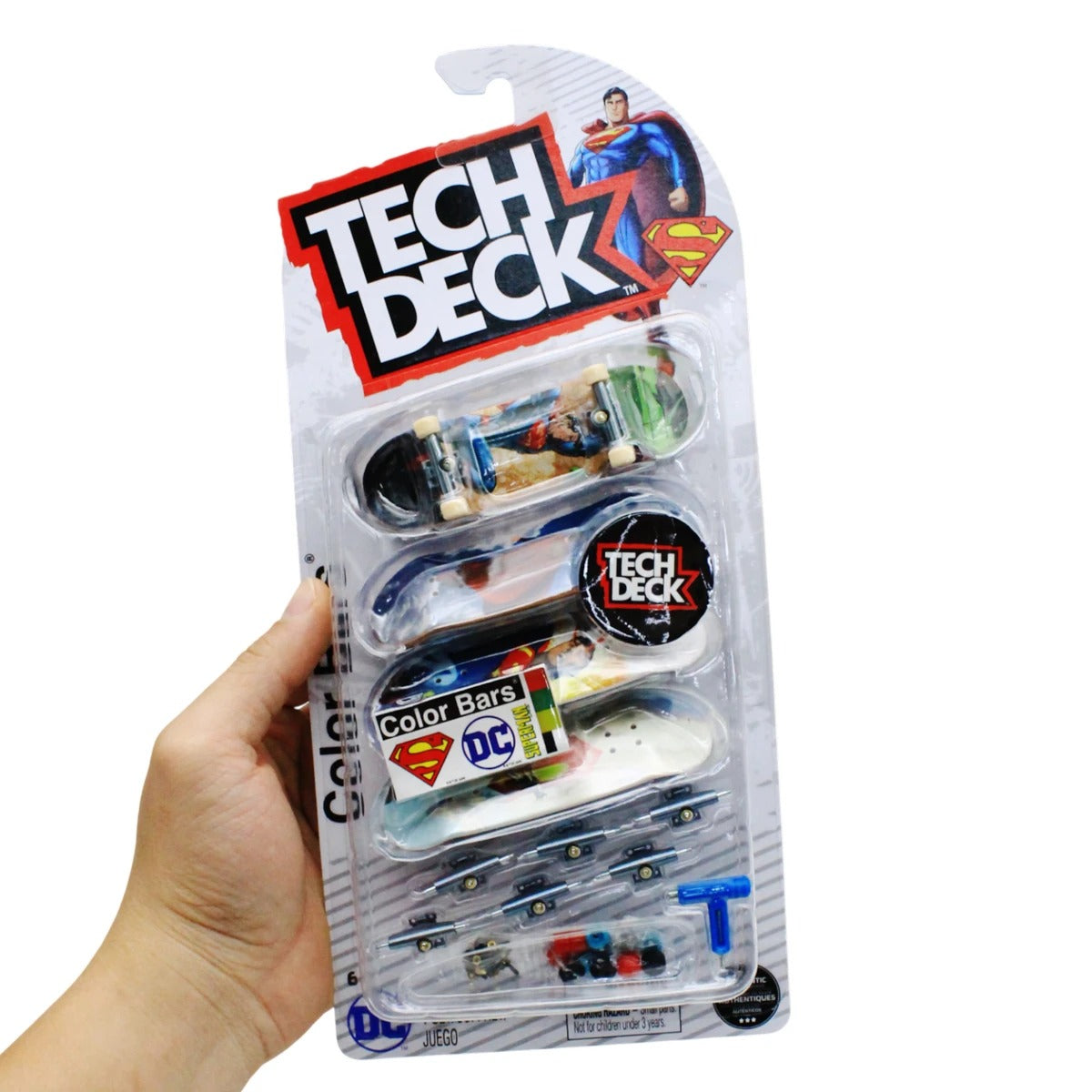 TECH DECK, Ultra DLX Fingerboard 4-Pack, DC Superman Skateboards, Collectible and Customizable Mini Skateboards, Kids Toys for Ages 6 and up