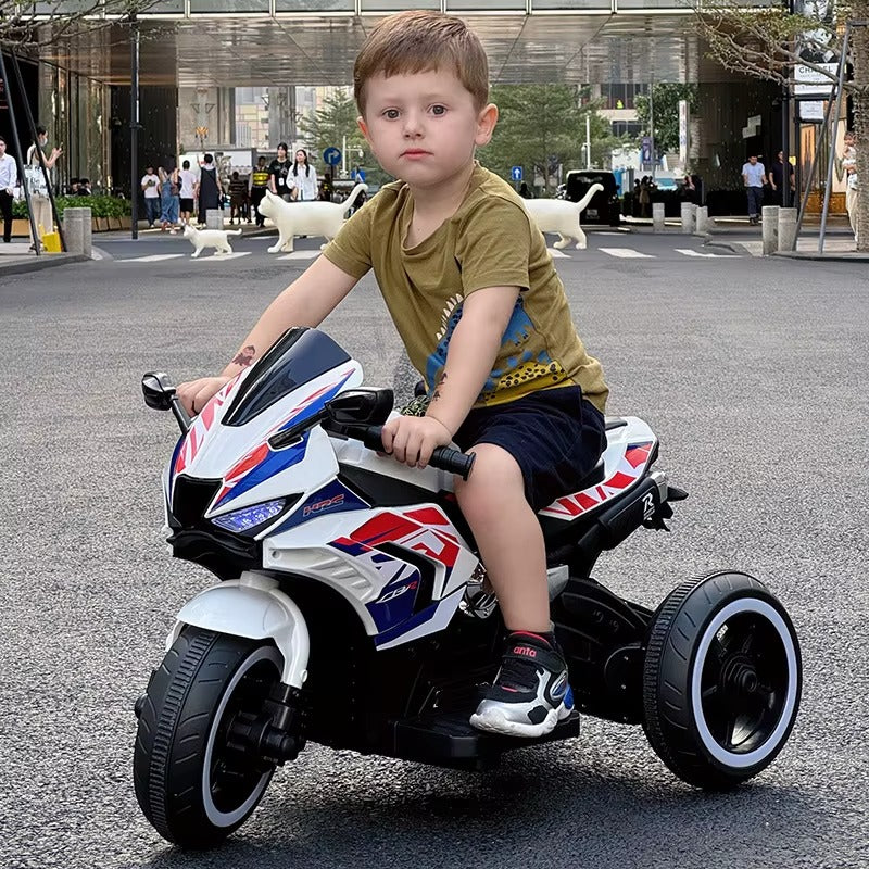 High-Power Kids 12V Electric Sport Motorcycle | Dual 550W Motor Ride-On Motor Bike | Large Size for Ages 3-8 (White))
