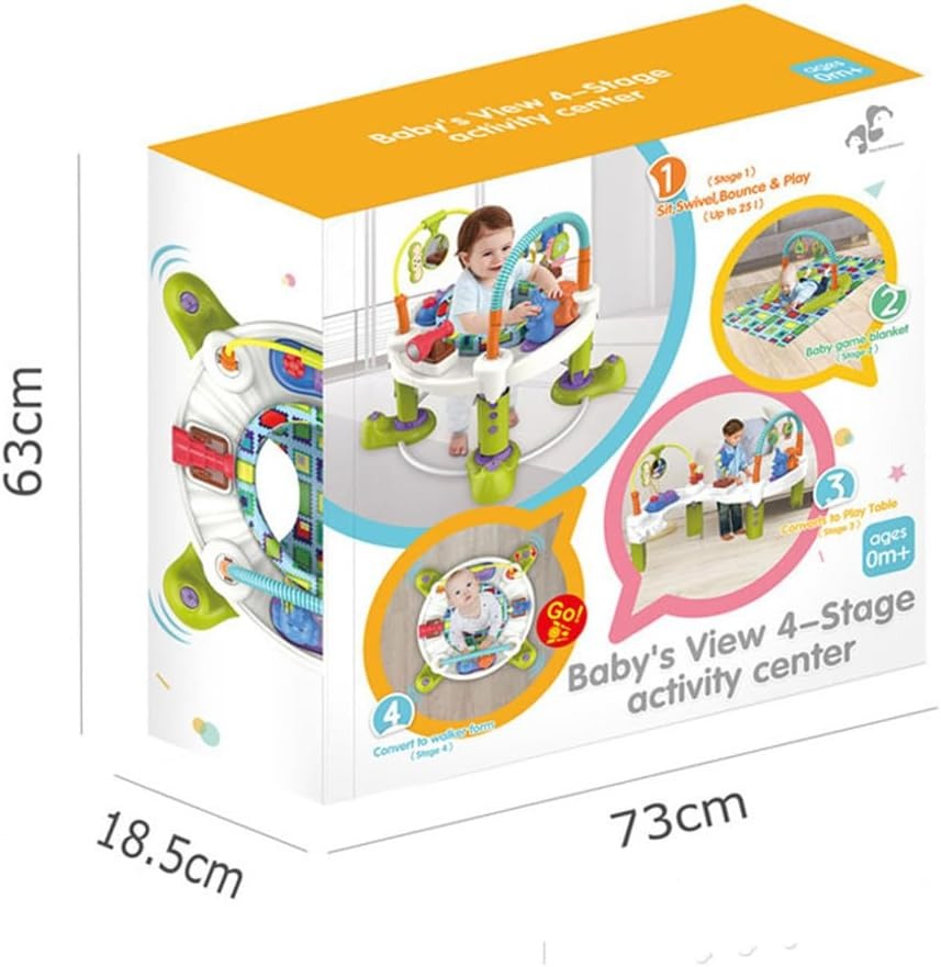مركز أنشطة للأطفال الرضع مع نطاطية ٤ في ١ | يتحول إلى سجادة للاستلقاء على البطن، وكرسي هزاز ثابت، ومشاية دفع، وطاولة لعب للأطفال الصغار