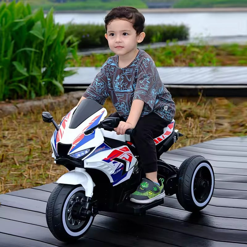 High-Power Kids 12V Electric Sport Motorcycle | Dual 550W Motor Ride-On Motor Bike | Large Size for Ages 3-8 (White))
