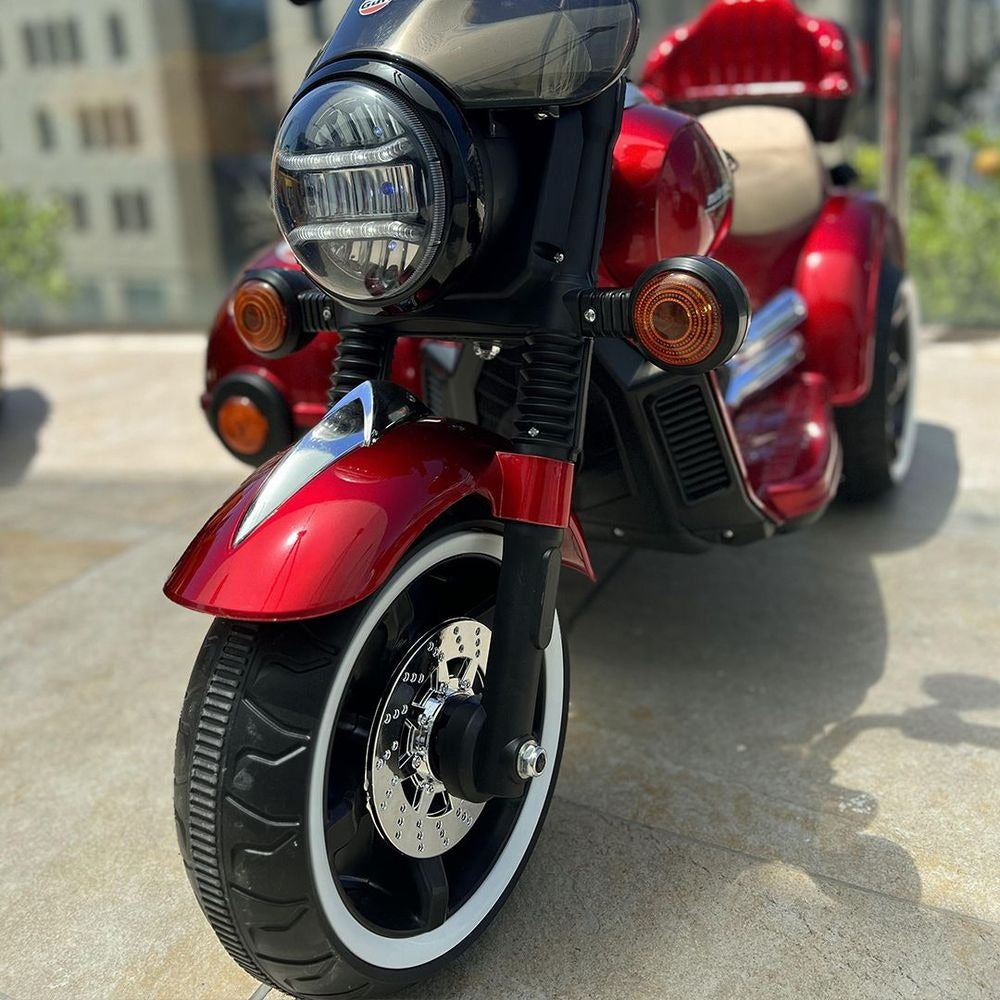 High-End Kids Electric Motorcycle 3- Wheel Ride on with Sidecar - Red