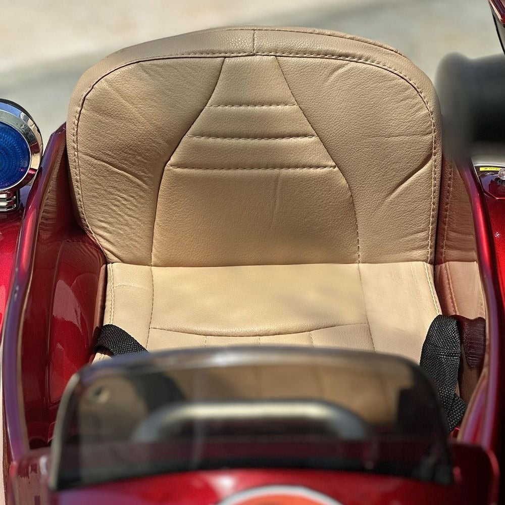 High-End Kids Electric Motorcycle 3- Wheel Ride on with Sidecar - Red