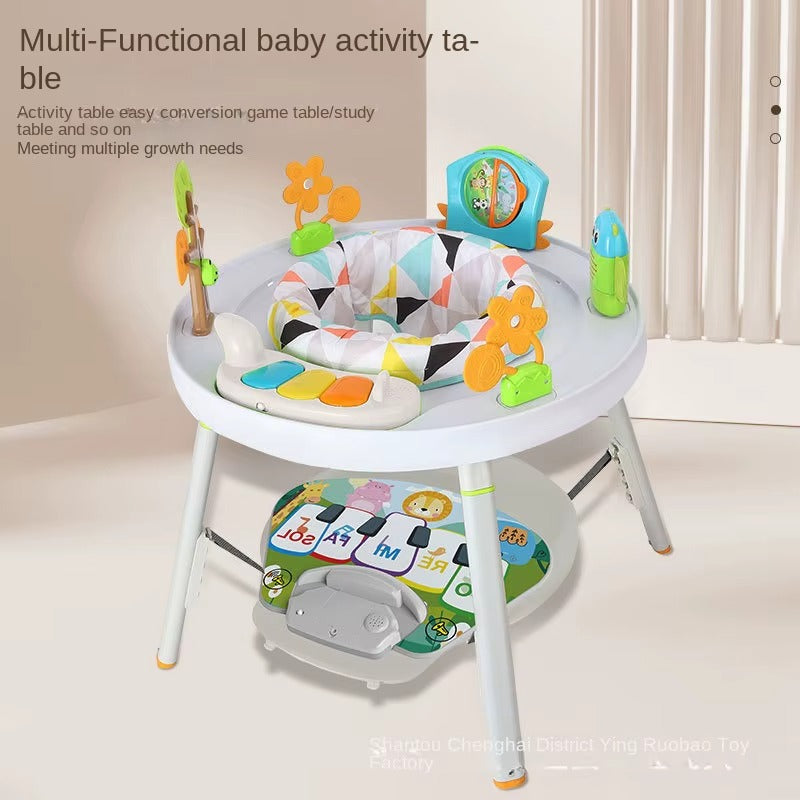 عربة أطفال ٣ في ١، نطاطة، مشاية، وأداة ترفيهية ثابتة | مقعد دوار ٣٦٠ درجة | تصميم غابة