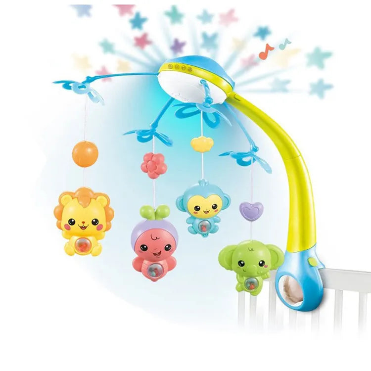 3-in-1 Baby Bed Bell Bluetooth Music, Star Projection & Night Light – Adjustable Volume – Light Pink