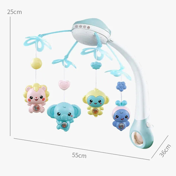 3-in-1 Baby Bed Bell Bluetooth Music, Star Projection & Night Light – Adjustable Volume – Light Pink