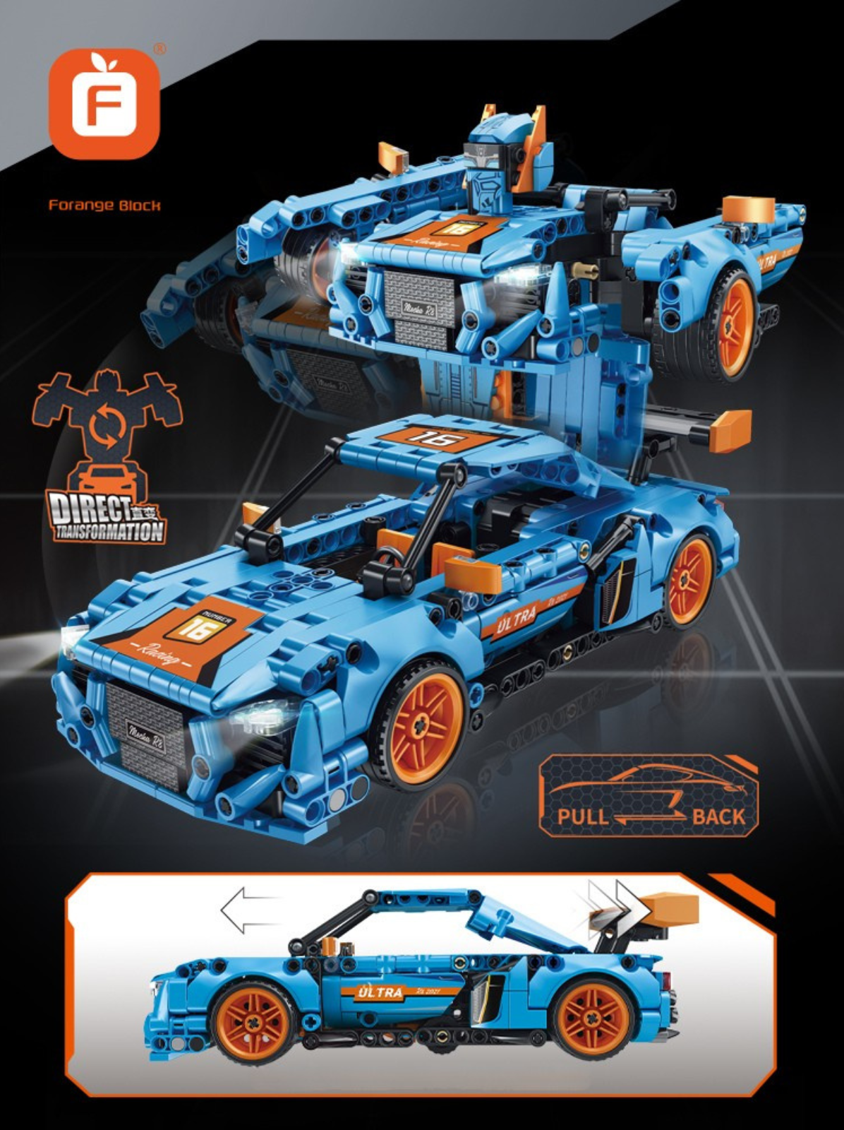 Construction Forage FC9116 Car+Robot 2in1 611 pcs 6+