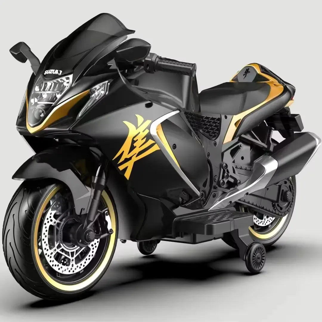 12V Kids Electric Ride-On Sport Motorcycle with Training Wheels | Superbike Toy with LED Lights & Music