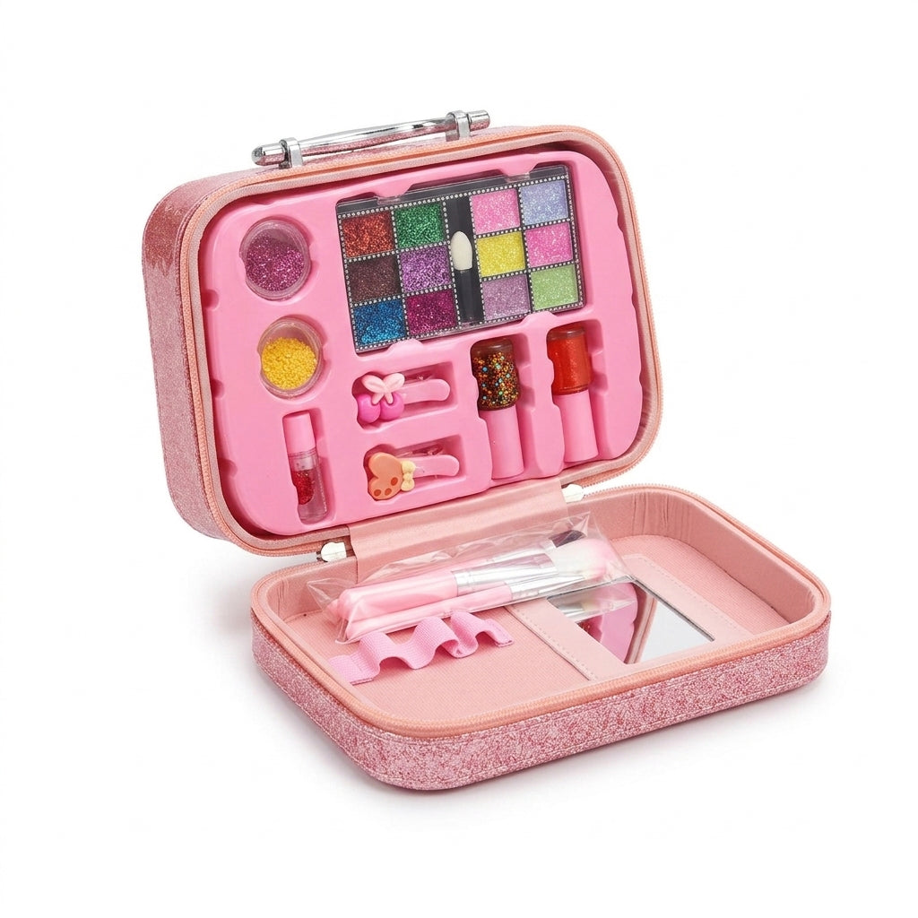 Stitch & Angel Glittery Kids' Makeup Vanity Case – Complete Beauty Play Set with Mirror and Accessories