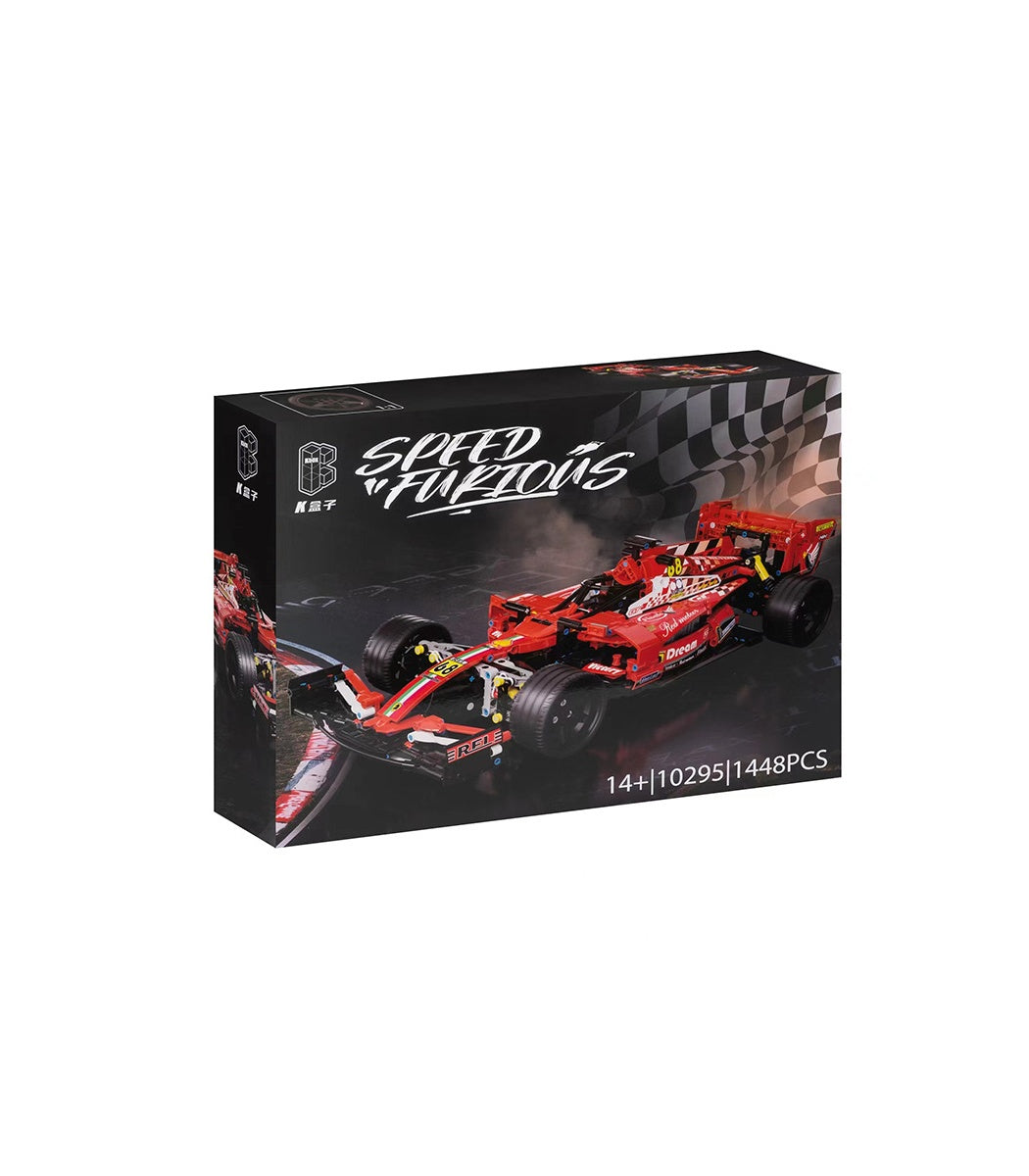 مجموعة مكعبات بناء سيارة فيراري F1 الحمراء من KBOX رقم 10295 - 1448 قطعة (نموذج بمقياس 1:8)