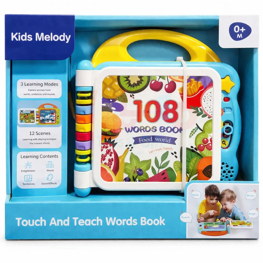 Kids Melody Interactive Sound Learning Book – 108 Words, Touch & Learn Educational Talking Book with 12 Learning Scenes