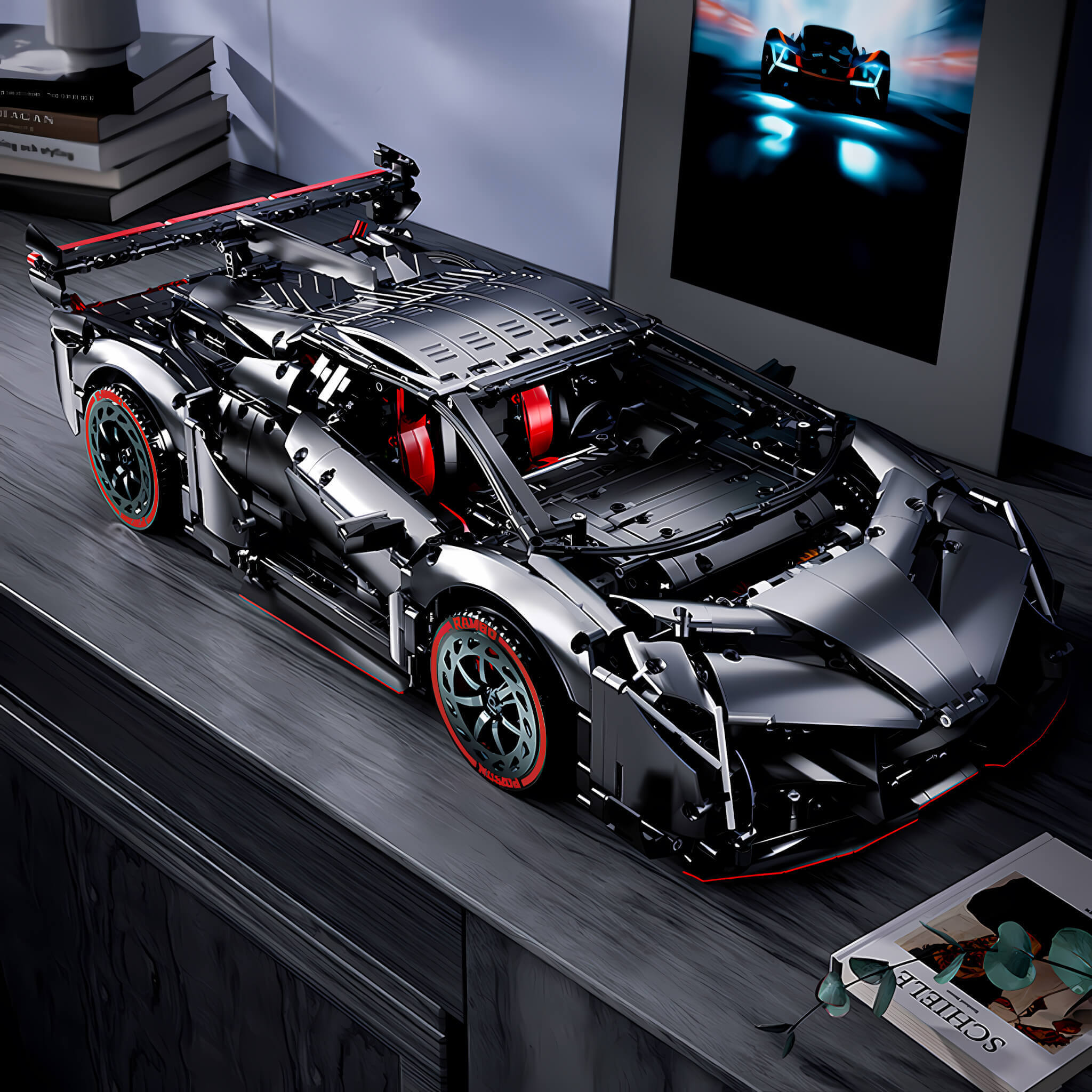 Model car on a desk 