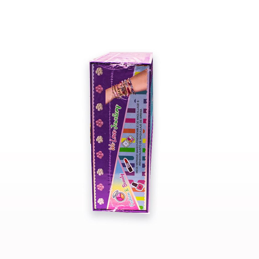 مجموعة أدوات المكياج المصنوعة يدويًا من الخرز – صندوق هدايا خشبي للأطفال من سن 3 سنوات فما فوق