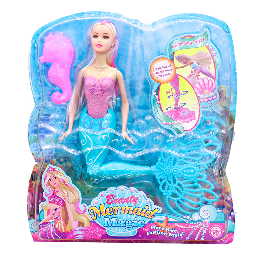 Mermaid Magic Doll Playset – Poseable Tail, Ocean Accessories & Stylish Design