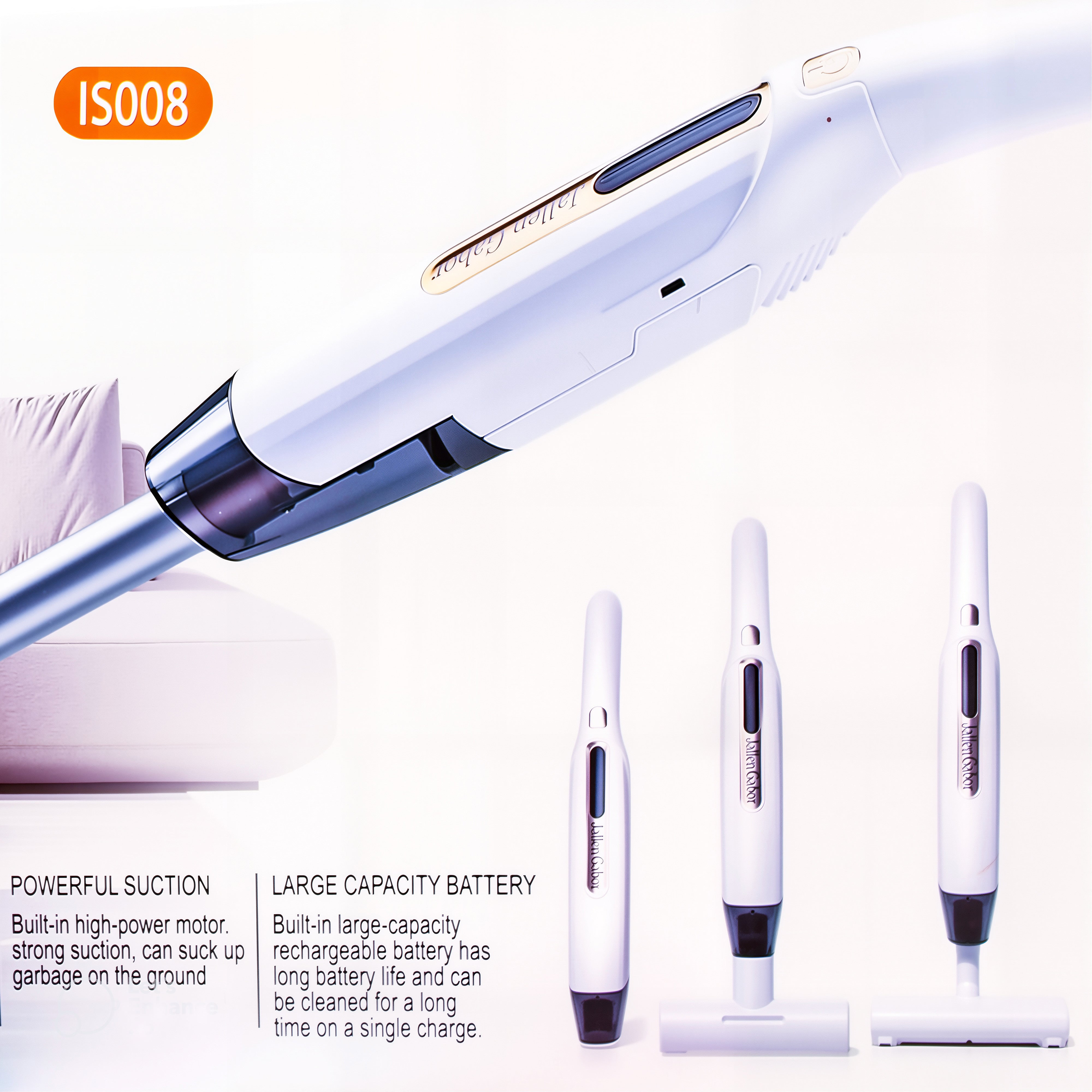 Jallen Gabor Home Clean Cleaner – Cordless Handheld & Stick Vacuum for Home & Car (Model IS008)