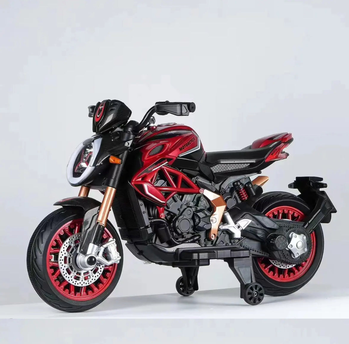 12V Kids Electric Ride-On Motorbike – 550W Motor, LED Lights, Music & Realistic Design – Red